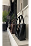 Handmade Leather Accessory Straw Shoulder Bag (40X42Cm) Brown Taba Black Color - 3