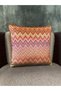 Imported Silk Velvet Orange Color Throw Pillow Cover 43X43Cm (Double Sided Pattern) - 2
