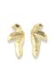 Women's Gold Color Leaf Model Earrings – Organic Form, Shiny and Modern Style