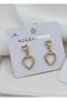 Women's Gold Color Double Heart Model Earrings – Meaningful and Sparkling Touch - 5