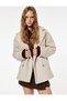 Buttoned Pocket Detailed Double-Breasted Collar Oversized Boucle Coat