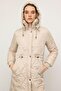 Removable Hooded Collar with Fur Detail Quilted Coat Stone 6624 - 7
