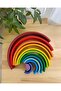 لعبة Waldorf Rainbow الخشبية المكونة من 12 قطعة - لعبة تعليمية مفتوحة الحجم متوسطة الحجم