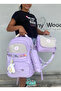 Girl's Primary School Bag Ultra Light Primary School / Middle School School 3-Piece Bag Set Pink-Lilac -Gray - 4
