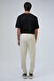 Beige Waist Lace-up Cotton Regular Fit Jogger Pants - 4