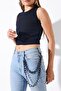 Pinkmark Women's Black Double Chain Ring Aluminum Pants Chain Accessory Pmkm25666 - 2