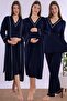 Breastfeeding Featured Cotton Maternity Set 4 Pieces Effortt - Navy Blue