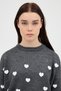 Anthracite Heart Embroidered Crew Neck Crop Sweater 2337 - 5