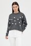 Anthracite Heart Embroidered Crew Neck Crop Sweater 2337 - 7