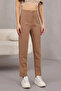 Women's High-Waisted Darted Fabric Trousers - 3