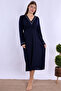 Cotton Maternity Nightgown with Breastfeeding Feature Effortt - Navy Blue - 4