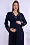 Cotton Maternity Nightgown with Breastfeeding Feature Effortt - Navy Blue - 5