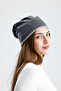 Silkworm Life %100 Pure Silk Lined Beret Hair-Friendly Handmade Natural Bursa Silk Stylish Women's Beret - Gray