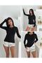Women's Crew Neck Long Sleeve Fingerless Gloves Buzy Bady - 4