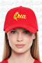 Qua Embroidered Hat – Red 100% Cotton Gabardine Unisex Model