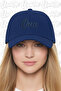 Qua Embroidered Hat – Navy Blue 100% Cotton Gabardine Unisex Model - 2