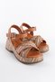 Genuine Leather and Cross-Strapped Straw Sole Comfort Women's Sandals