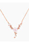 Magnolia Flower Ivy Stone Gold Steel Necklace - 3