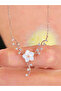 Magnolia Flower Ivy Stone Gold Steel Necklace - 4