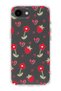 iPhone 16E Compatible Strawberry and Heart Pattern Transparent Phone Case