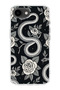 iPhone 17E Compatible Black Rose and Snake Patterned Transparent Phone Case