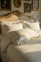 Gold Embellished 100% Cotton Ruffled Double Duvet Cover Set - 8