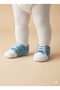 Baby Girl Blue Floral Pattern Booties in Convers Style - 2
