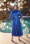 STONE EMBROIDERED BELTED SATIN EVENING DRESS 50304 - 2