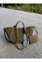Suede Khaki Green Polen Hand and Shoulder Bag