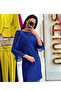 Cobalt Mini Dress with Three Quarter Sleeve Detail - 6