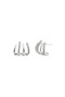 Women's Silver Color Claw Zircon Stone Earrings – Minimal and Sparkling Design - 3