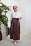 Women's Pleated Hijab Skirt - Dark Brown