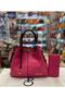 Pink Fuchsia Enamel Leather Bag and Wallet Set