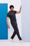 Men's Oversize American Pique Fabric Anthracite Crew Neck T-Shirt Top and Bottom Set - 133 - 7