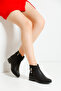 Black Skin Women's Buckle Zippered Comfortable Boots Ptk013 - 2