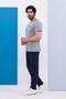 Men's Battal Size Light Gray Crew Neck T-Shirt Bottom-Top Set - 130 - 3
