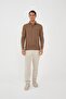 Men's Timeless Pocket Basic Long Plain Mink Polo Neck T-Shirt - 3