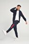 Men's Navy Blue-Red Soft Fabric Long Sleeve Tracksuit with Mock Neck Zipper Pockets - 7621 - 5
