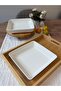 Deep 19 cm Thick Porcelain Square Salad Plate Set of 2 - Cream