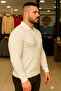 Men's Winter Plus Size White Zippered Sweatshirt - 3