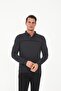 Men's Versatile Striped Winter Long Anthracite Polo Neck T-Shirt - 2