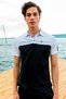 Men's Combination Navy Blue Mercerized Fabric Polo Neck Shoulder Striped Short Sleeve T-Shirt, Buy Navy Blue Tracksuit - 2