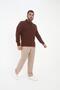Men's Large Size Pocket Oversized Basic Dark Brown Polo Neck T-Shirt - 3