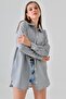 Black Wrinkled Detailed Striped Shirt - 4