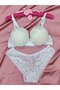 Lace and Bow Detailed Padded Underwire Bra Panty Set - Lingerie Set - 4