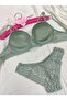 Lace and Bow Detailed Padded Underwire Bra Panty Set - Lingerie Set - 2