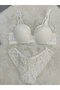 Lace and Bow Detailed Padded Underwire Bra Panty Set - Lingerie Set - 6