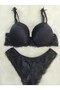 Lace and Bow Detailed Padded Underwire Bra Panty Set - Lingerie Set - 7