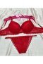 Lace and Bow Detailed Padded Underwire Bra Panty Set - Lingerie Set - 3