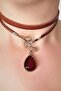 Genuine Leather Choker Necklace with Agate Stone Detail - 2